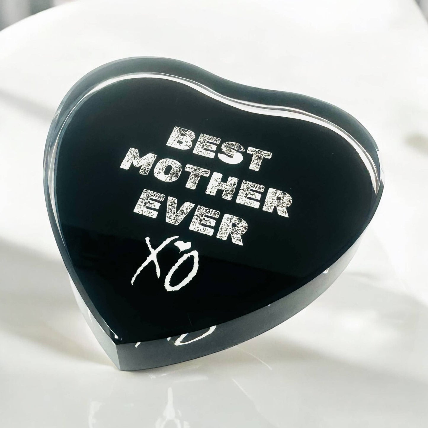 Best Mother Crystal Heart Paperweight Decor