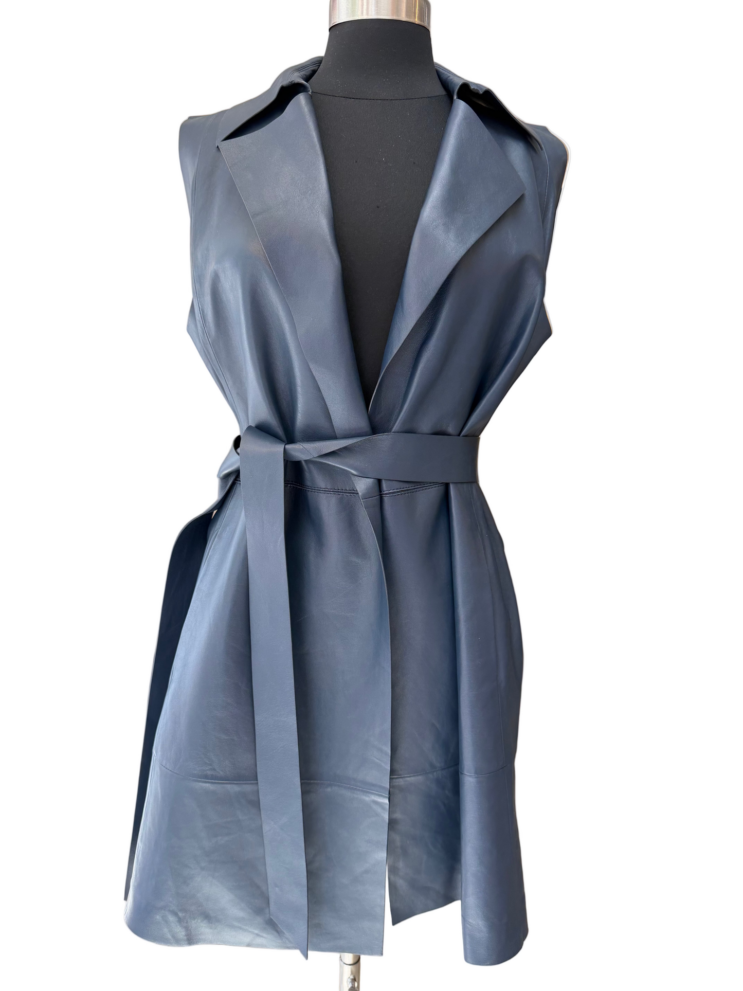 Lafayette 148 Long Leather Belted Vest