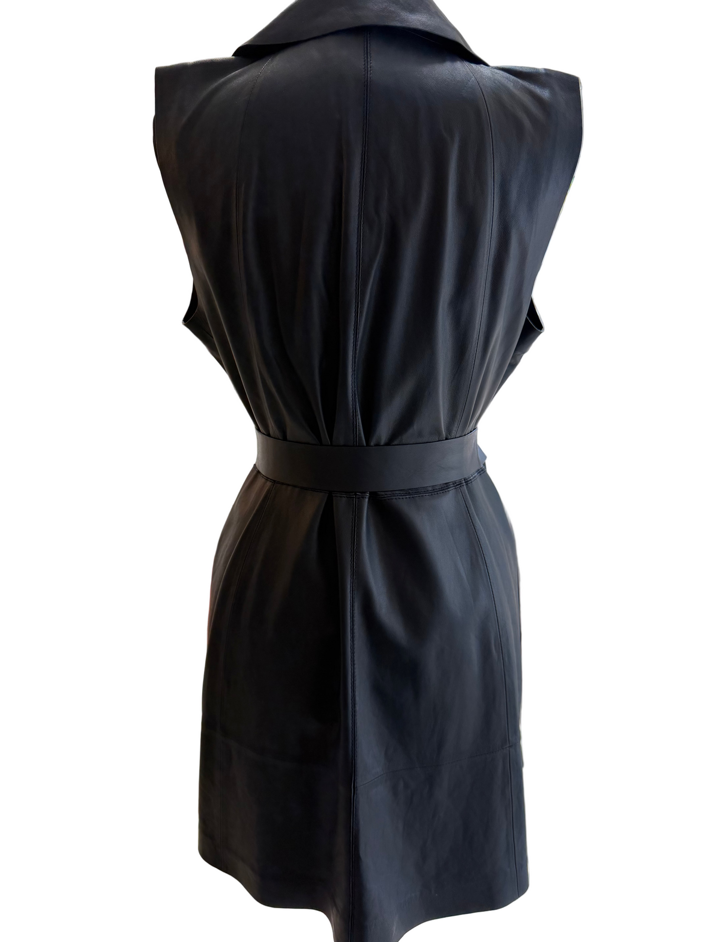 Lafayette 148 Long Leather Belted Vest