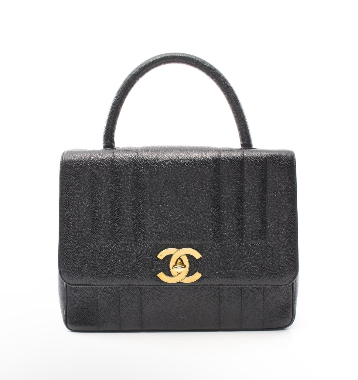 Chanel Vintage Vertical Quilt Top Handle Kelly Bag