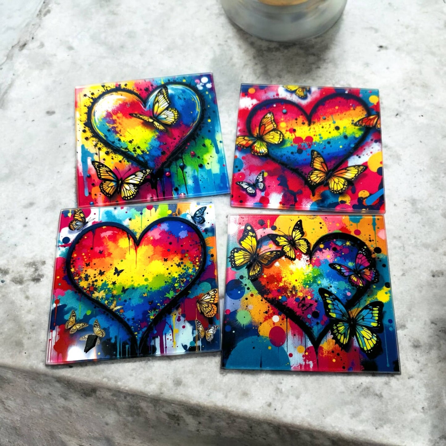 Graffiti Hearts All The Love Coaster Set  