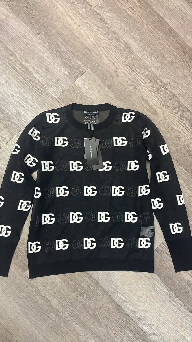 Dolce & Gabbana Sheer Sweater w/ all-over DG Logo