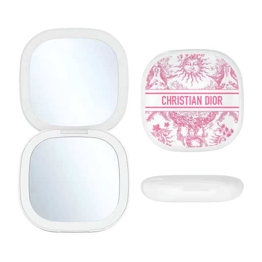 LED Compact Mirror - Pink Toile