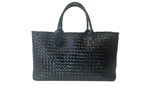 Bottega Veneta Patent Leather Intrecciato Cabat Weekender