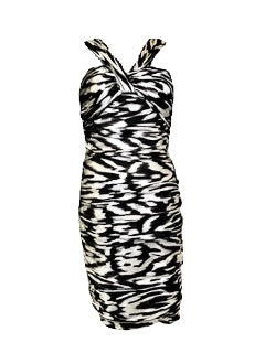 Carmen Marc Balvo Printed Halter Ruched Dress