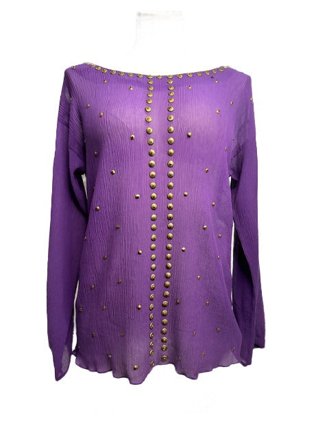 Megan Park Sheer Beaded Blouse