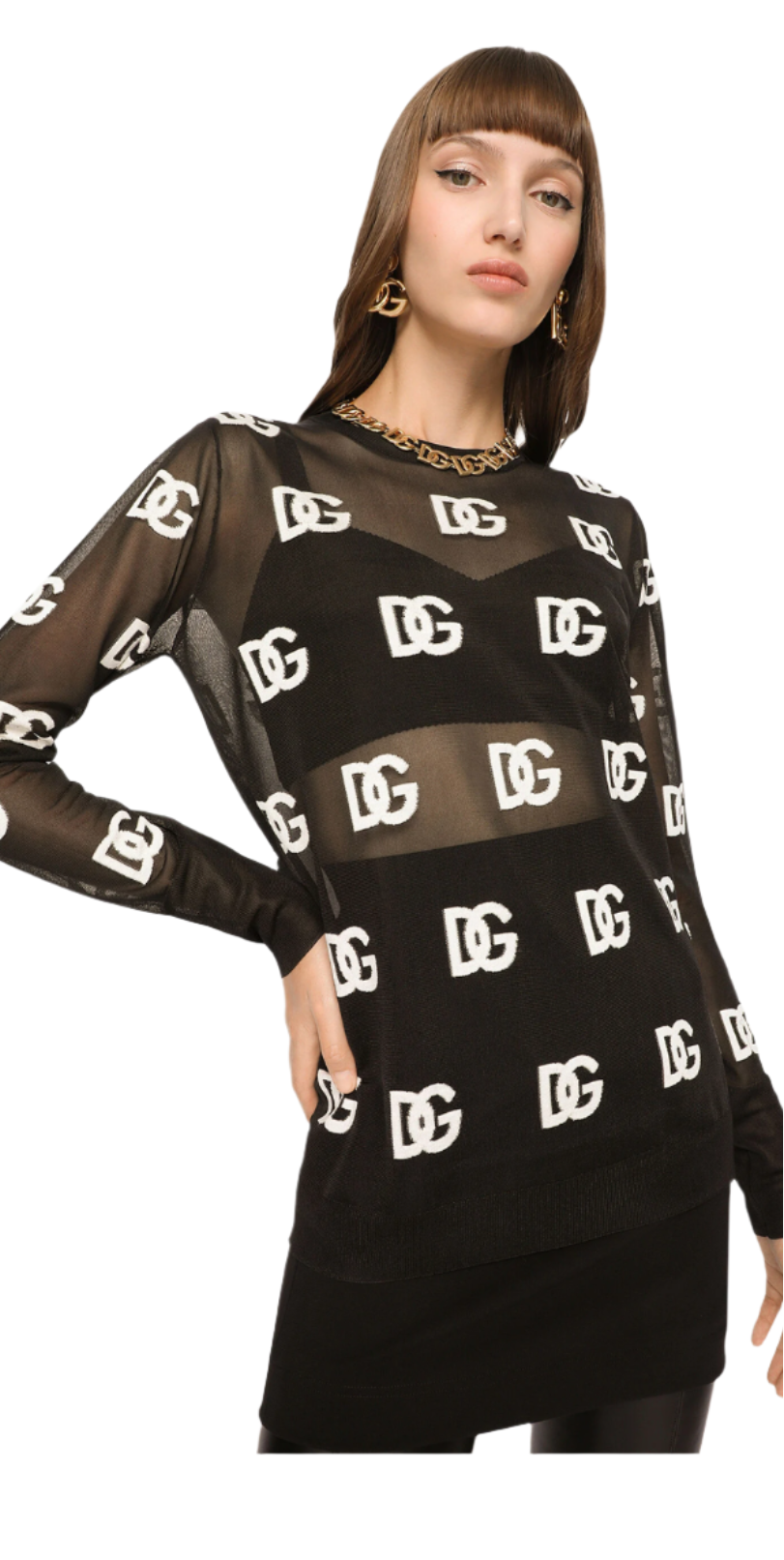 Dolce & Gabbana Sheer Sweater w/ all-over DG Logo