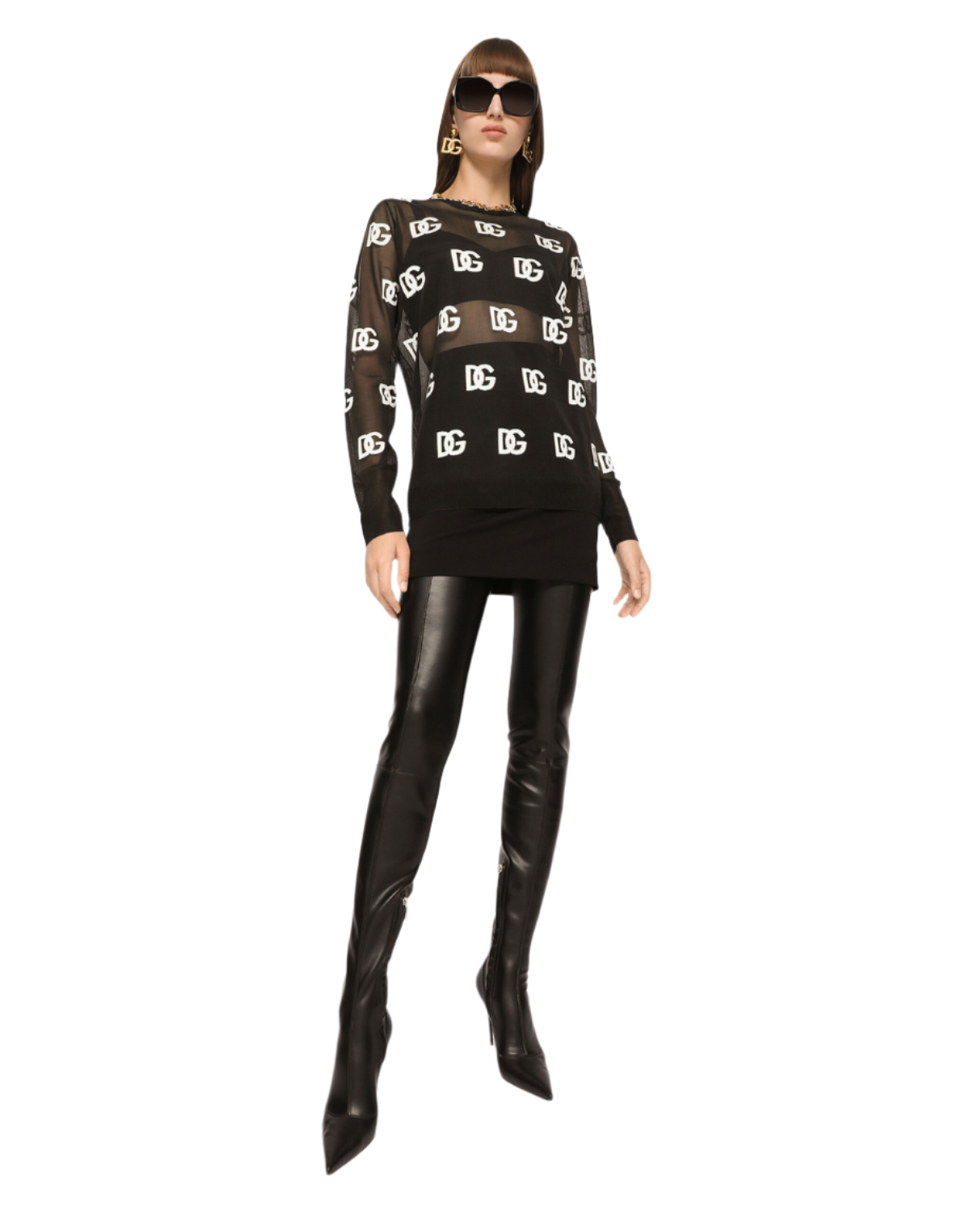 Dolce & Gabbana Sheer Sweater w/ all-over DG Logo