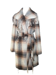 Ellie Tahari Wool Fringe Detail Wrap Coat