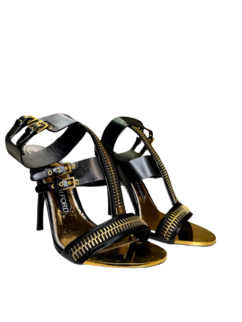 Tom Ford Leather T-Stap Chain Link Sandal